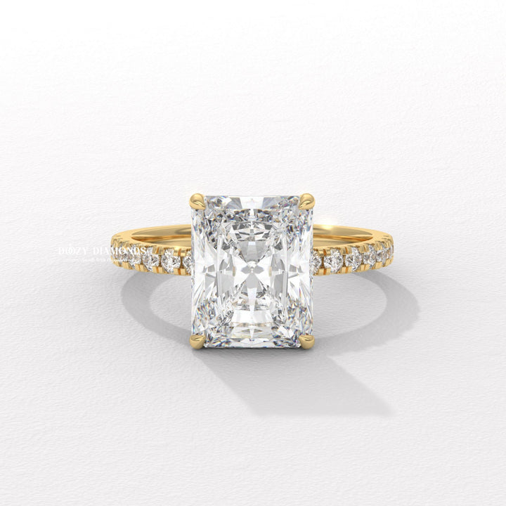 Discover radiant hidden halo lab grown diamond engagement ring online