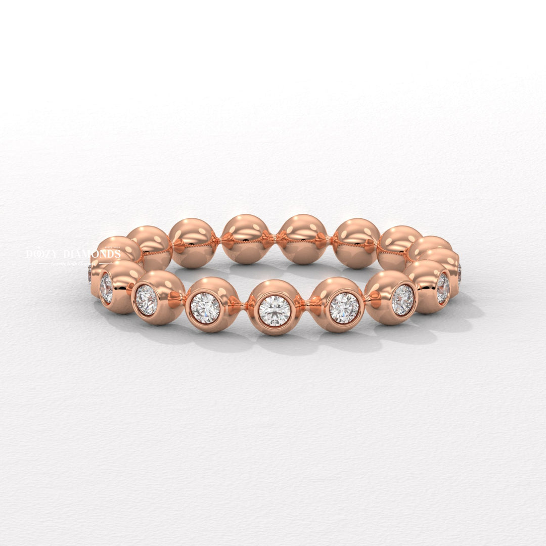 Bubble Half lab grown diamond band worn on hand