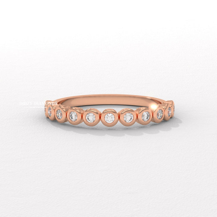 2.0MM Bezel lab grown diamond band worn on hand