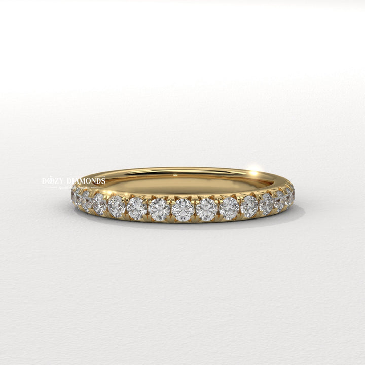 Classic Eternity round diamond wedding band front view