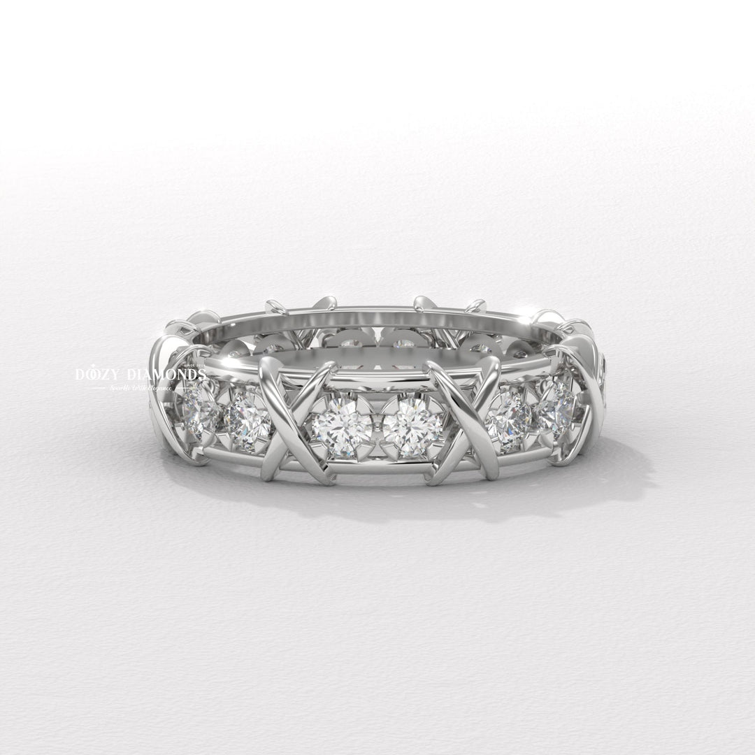 3.50MM Full Eternity Wedding Band - Crossover Unique Stacking Band