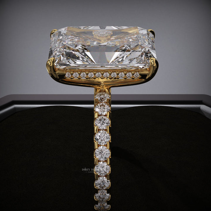 Shop the radiant cut hidden halo engagement ring collection online
