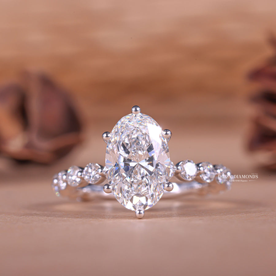 Discover oval pave lab grown diamond engagement ring online