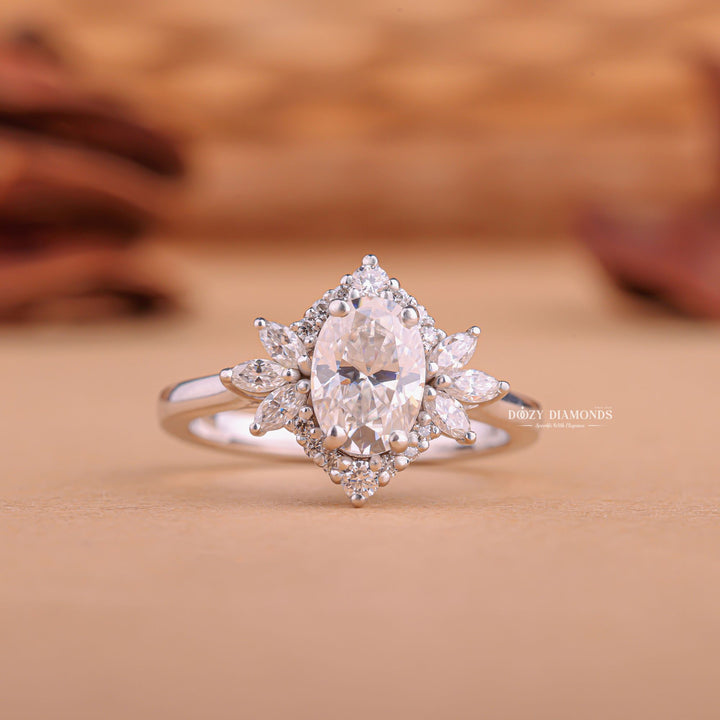 Buy 1.50CT oval cluster lab grown diamond engagement ring online