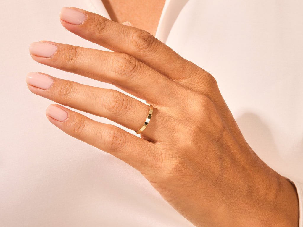 2.0mm Wedding Band in Solid Gold Classic Flat stackable Band - Doozy Diamonds