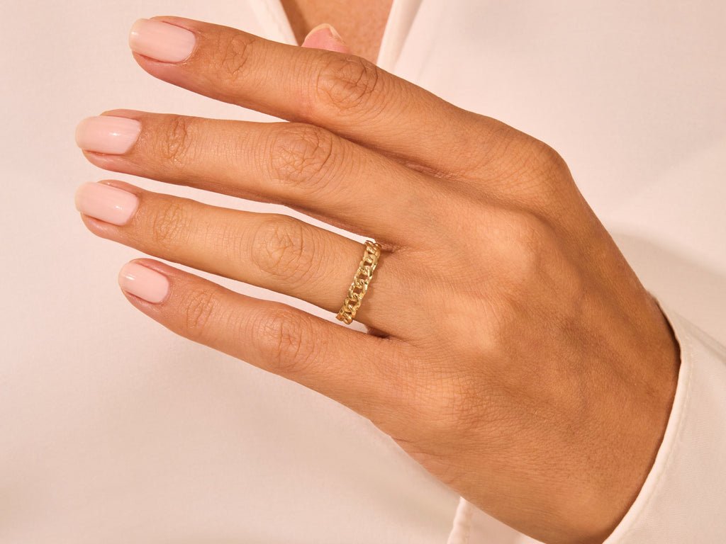 4mm Chain Link Wedding Band For Women 14k Solid Gold - Doozy Diamonds