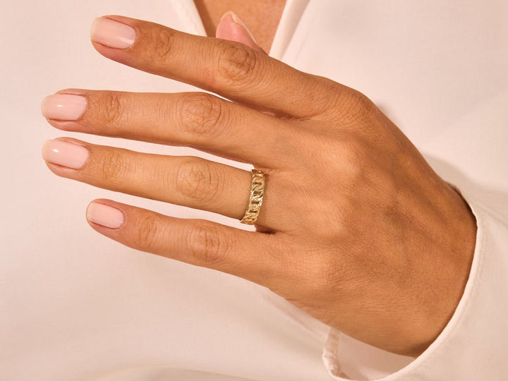 5mm Chain Link Wedding Band For Women 14k Solid Gold - Doozy Diamonds