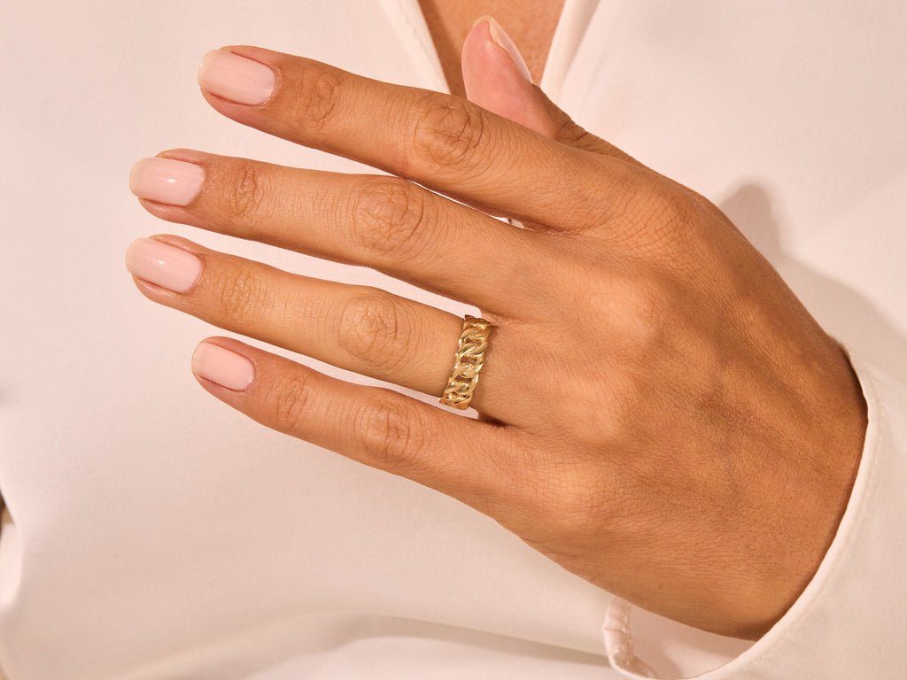 6mm Chain Link Wedding Band For Women 14k Solid Gold - Doozy Diamonds