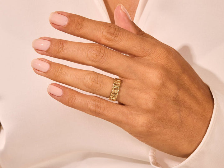 6mm Chain Link Wedding Band For Women 14k Solid Gold - Doozy Diamonds