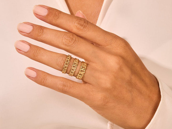 4mm Chain Link Wedding Band For Women 14k Solid Gold - Doozy Diamonds
