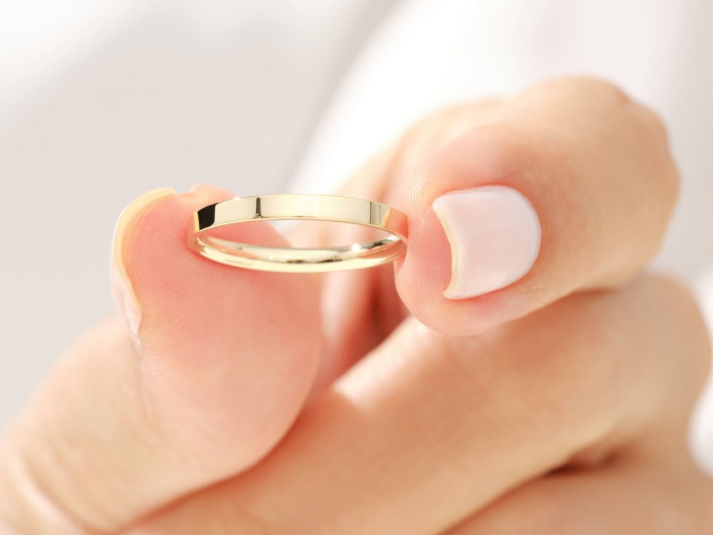 2.0mm Wedding Band in Solid Gold Classic Flat stackable Band - Doozy Diamonds