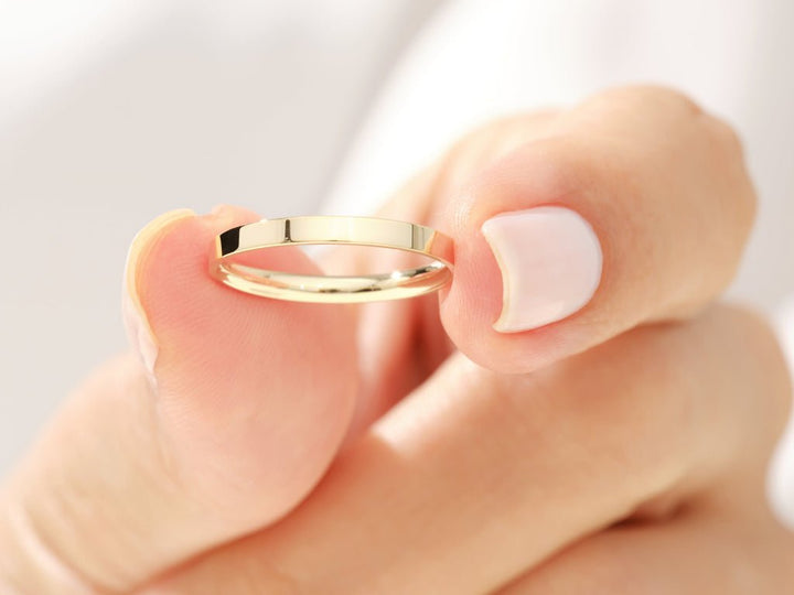 2.0mm Wedding Band in Solid Gold Classic Flat stackable Band - Doozy Diamonds