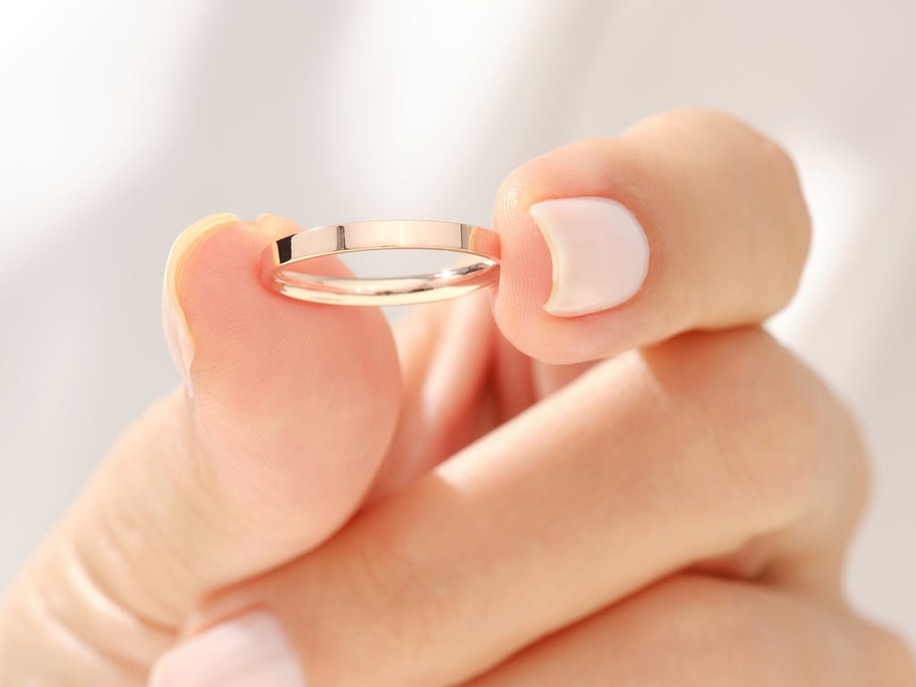 2.0mm Wedding Band in Solid Gold Classic Flat stackable Band - Doozy Diamonds