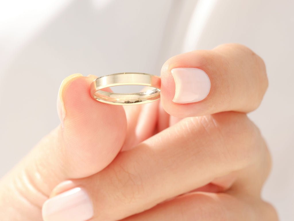 3mm Beveled Edge Wedding Band - Matte Brushed - Doozy Diamonds