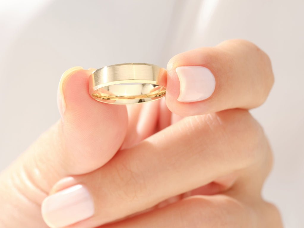5.0mm Beveled Edge Matte Brushed Wedding Band - Doozy Diamonds