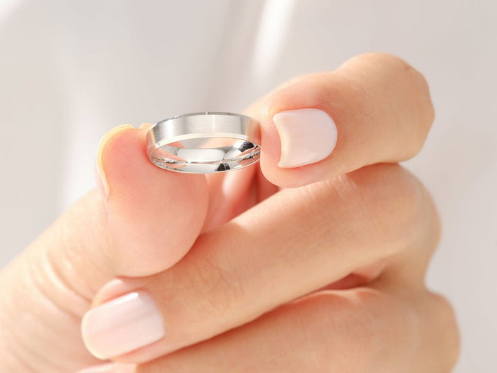 4.0mm Beveled Edge Wedding Band - Matte Brushed - Doozy Diamonds