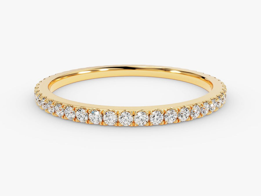 Round round diamond wedding band front view