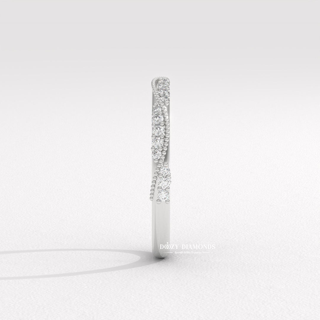 Side view of round diamond wedding band