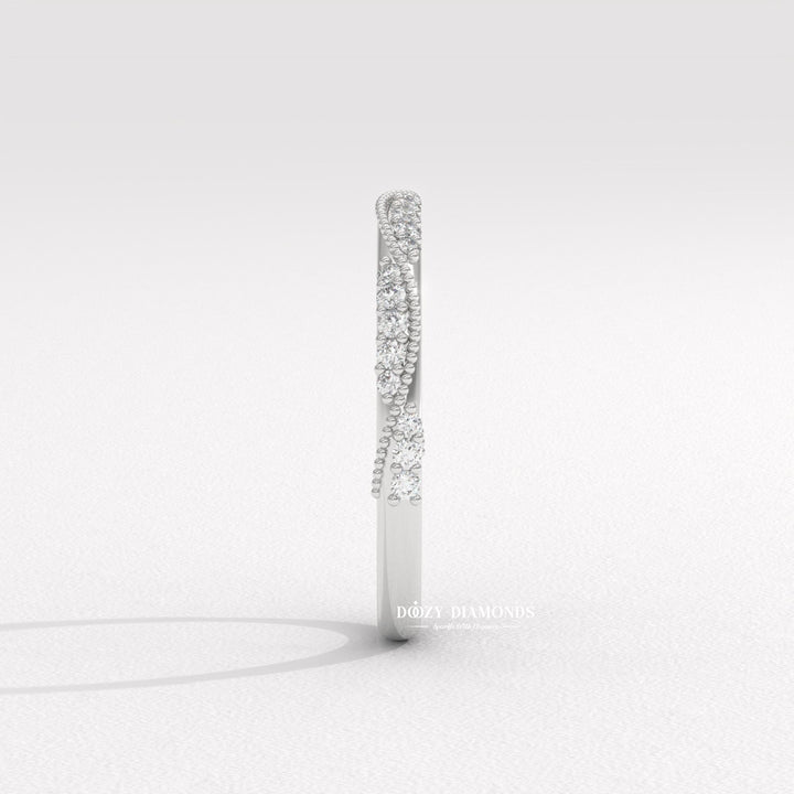 Side view of round diamond wedding band