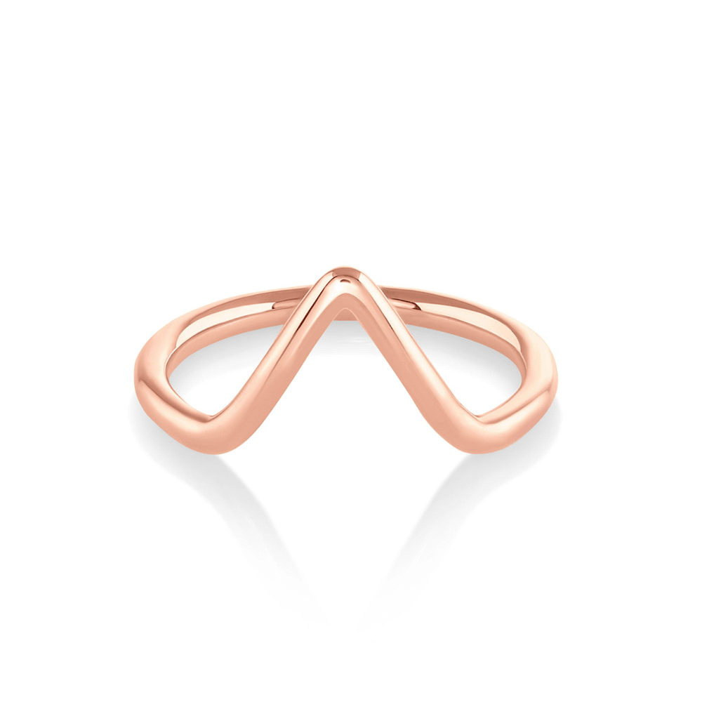 14K Solid Yellow Gold Unique V Shape Plain Wedding Band - Doozy Diamonds