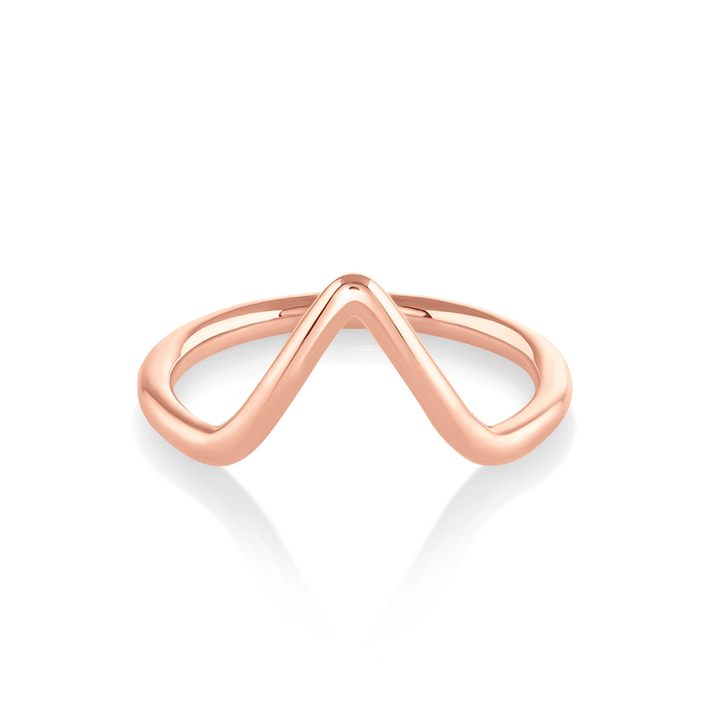 14K Solid Yellow Gold Unique V Shape Plain Wedding Band - Doozy Diamonds