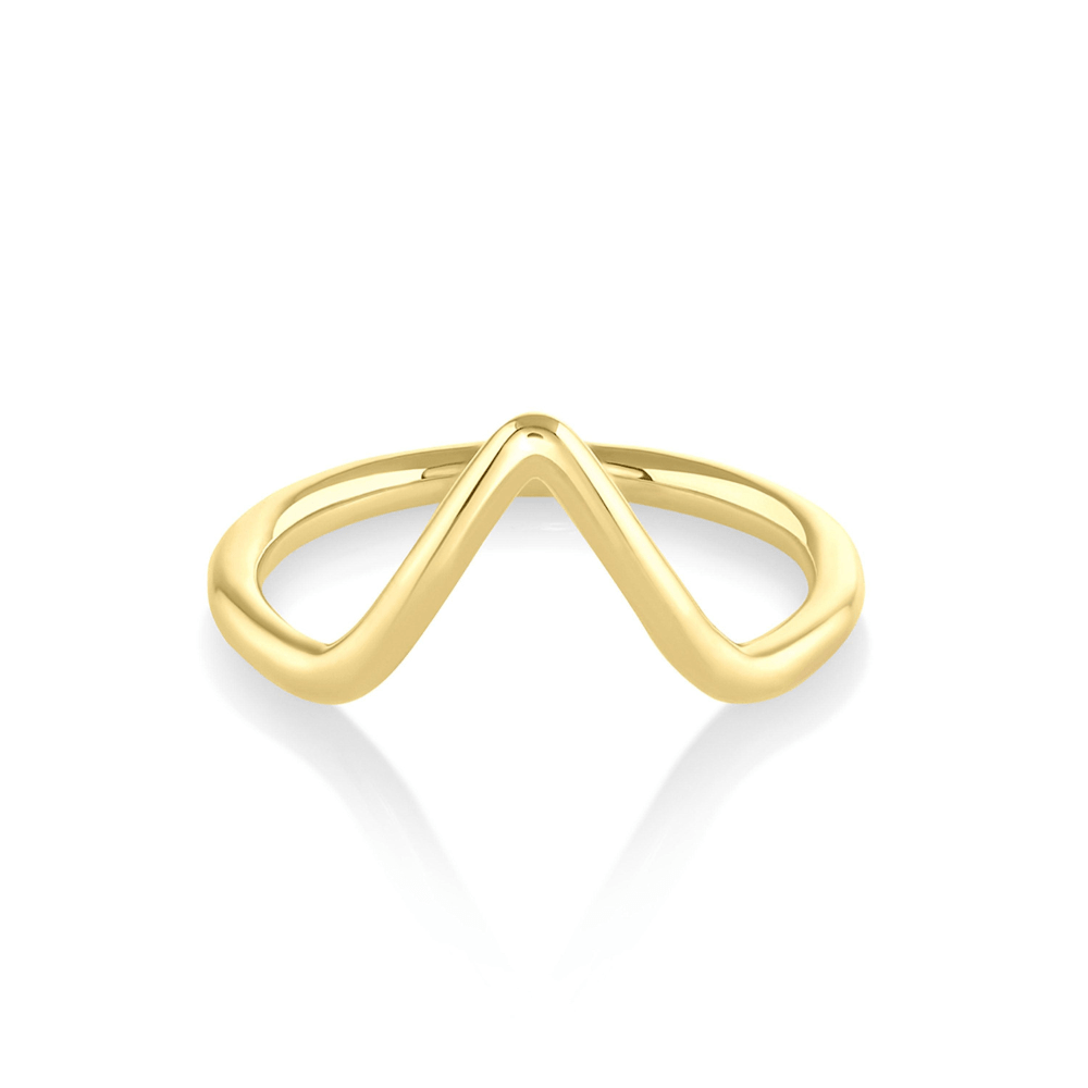 14K Solid Yellow Gold Unique V Shape Plain Wedding Band - Doozy Diamonds