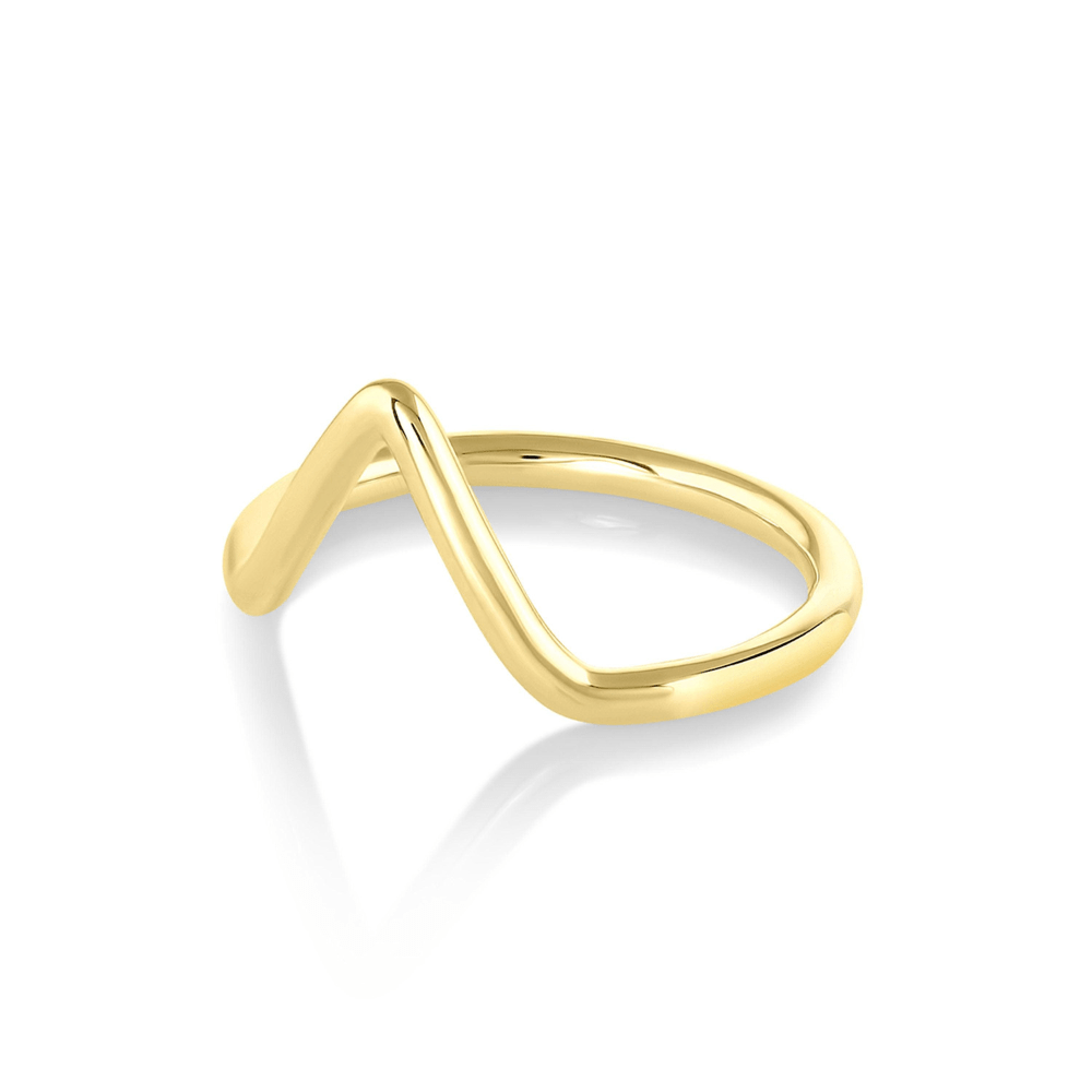 14K Solid Yellow Gold Unique V Shape Plain Wedding Band - Doozy Diamonds