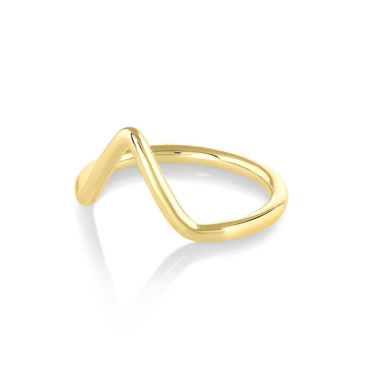 14K Solid Yellow Gold Unique V Shape Plain Wedding Band - Doozy Diamonds