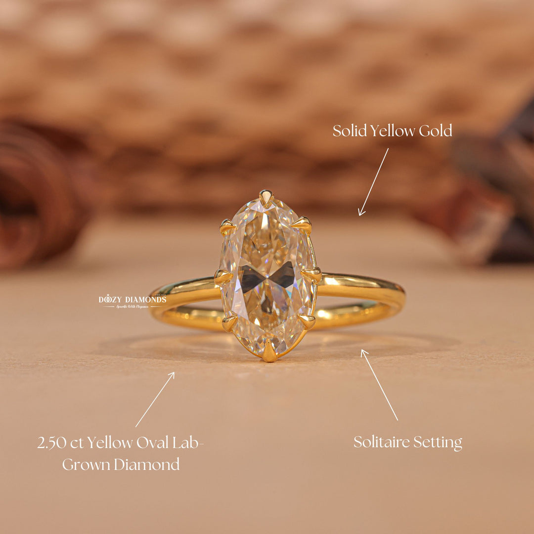Oval cut solitaire engagement ring with IGI certified center diamond
