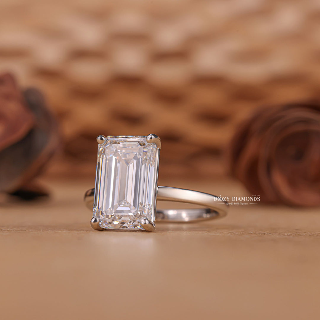 Buy emerald cut solitaire diamond engagement ring with free shipping