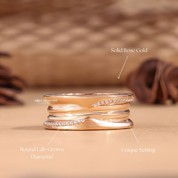 Side view of round diamond wedding band
