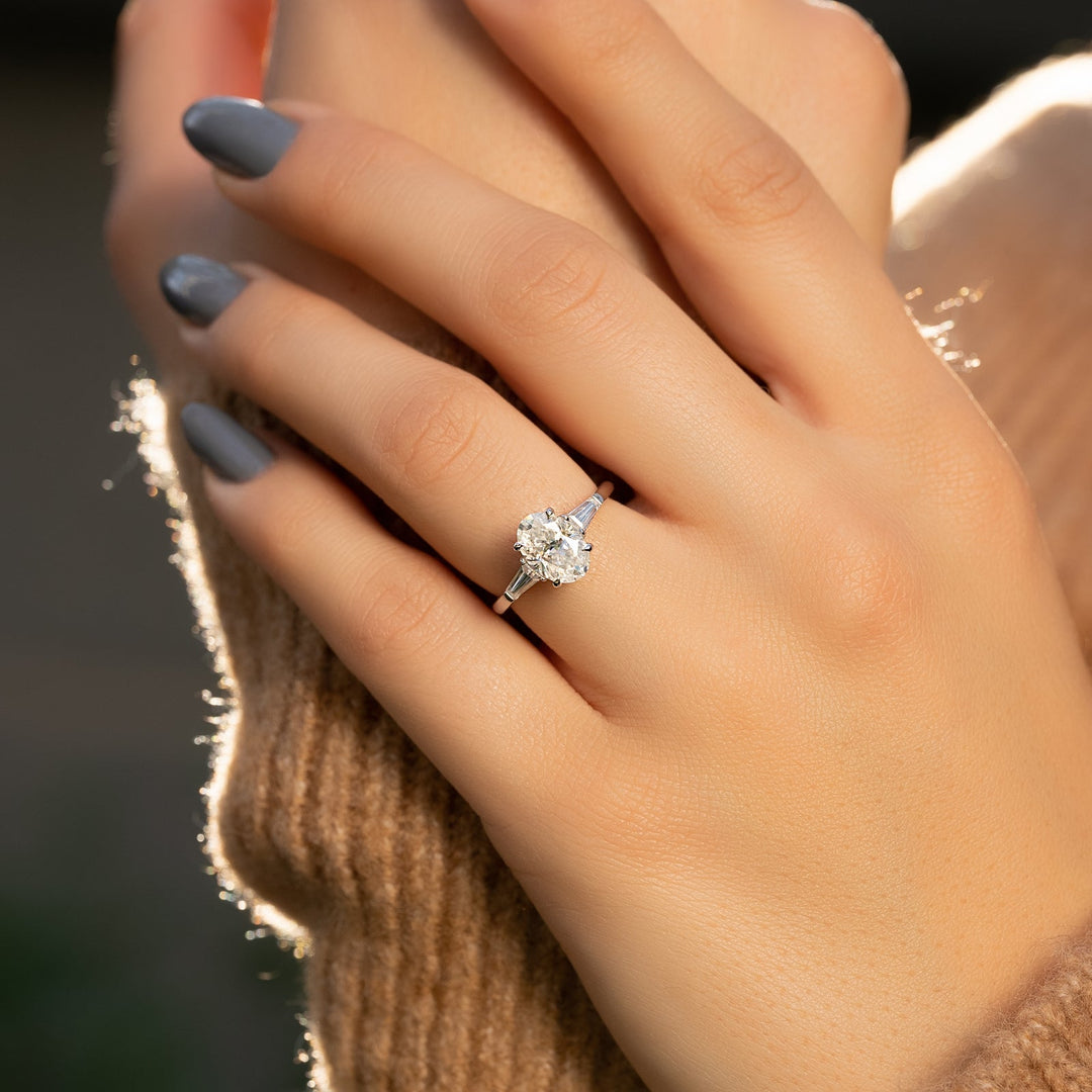1.50CT oval cut three stone engagement ring available to buy now