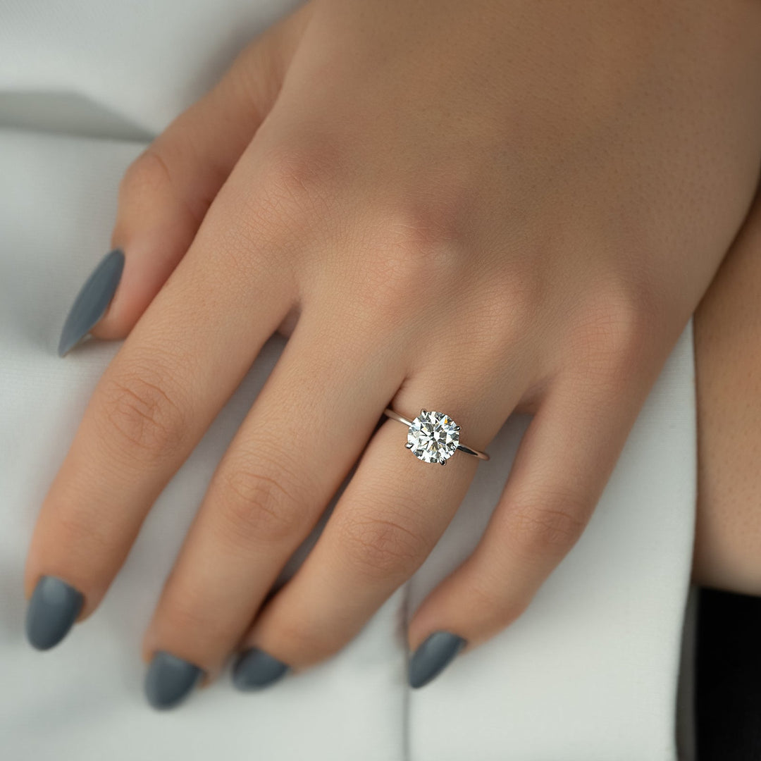 Shop round hidden halo lab grown diamond engagement ring