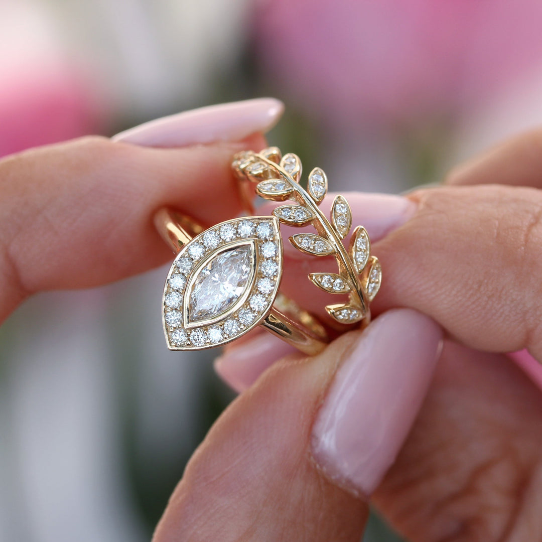 Shop marquise cut halo lab grown diamond engagement ring online