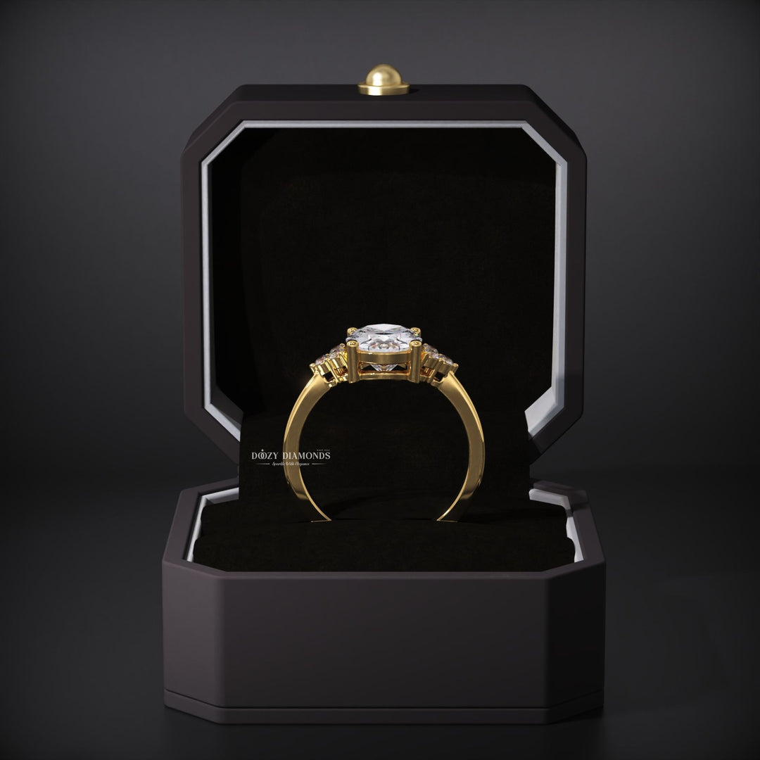 Classic oval cluster engagement ring crafted for everyday wear