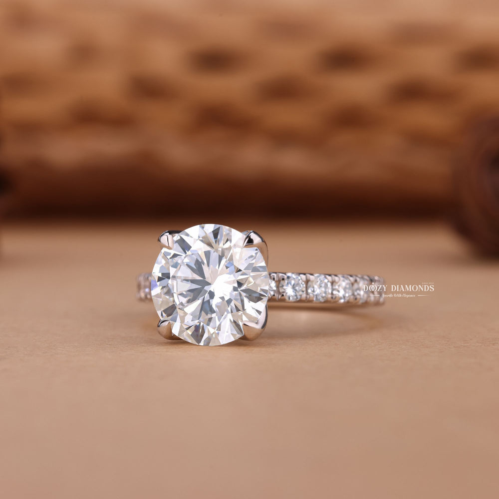 Shop round cut solitaire lab grown diamond engagement ring online