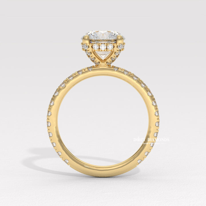 Classic round hidden halo engagement ring crafted for everyday wear