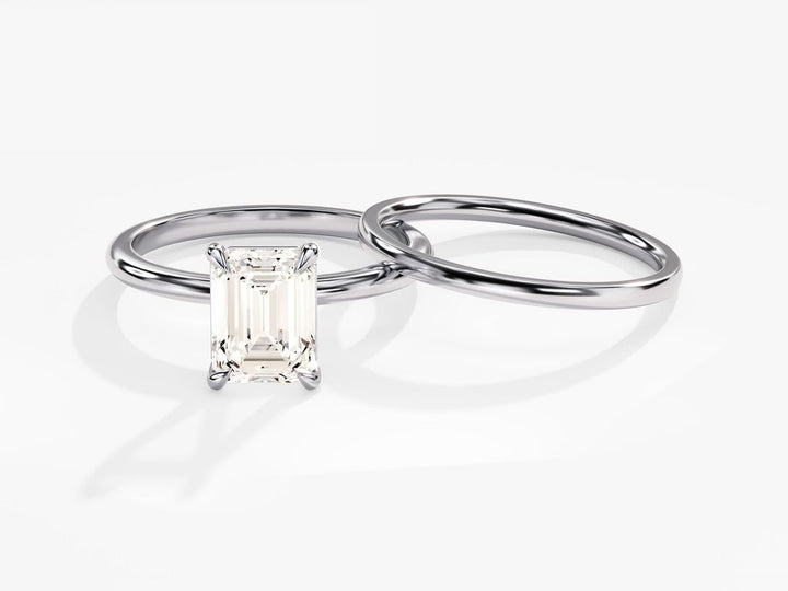 1.50CT Emerald Cut Solitaire F - VS Lab Grown Diamond Engagement Ring Set - Doozy Diamonds