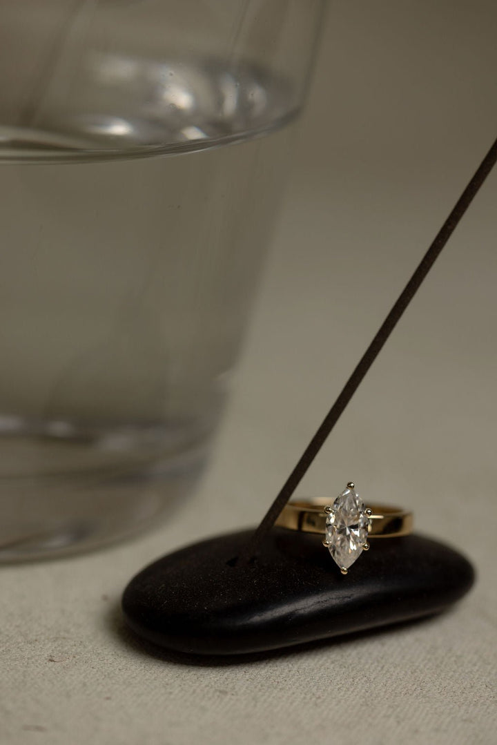 1.50CT Marquise F - VS Lab Grown Diamond Thick Band Wedding Ring Set - Doozy Diamonds