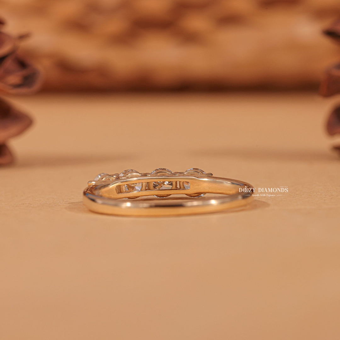 Four Stone diamond band stacked with engagement ring