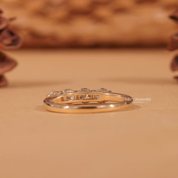 Four Stone diamond band stacked with engagement ring
