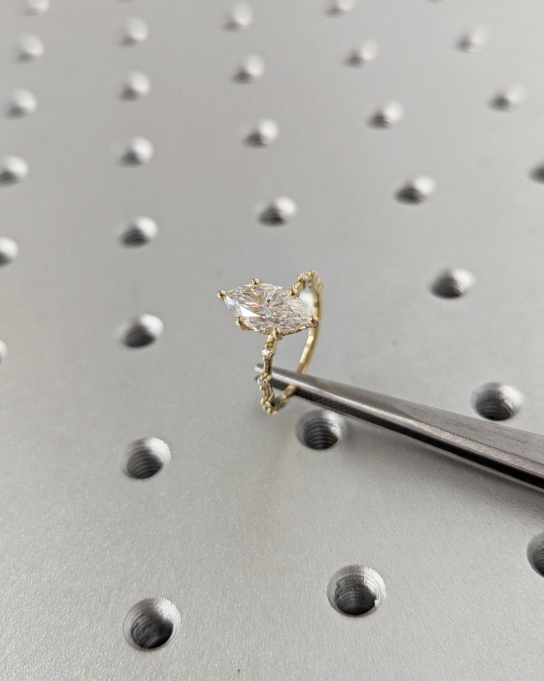 Classic marquise hidden halo engagement ring crafted for everyday wear