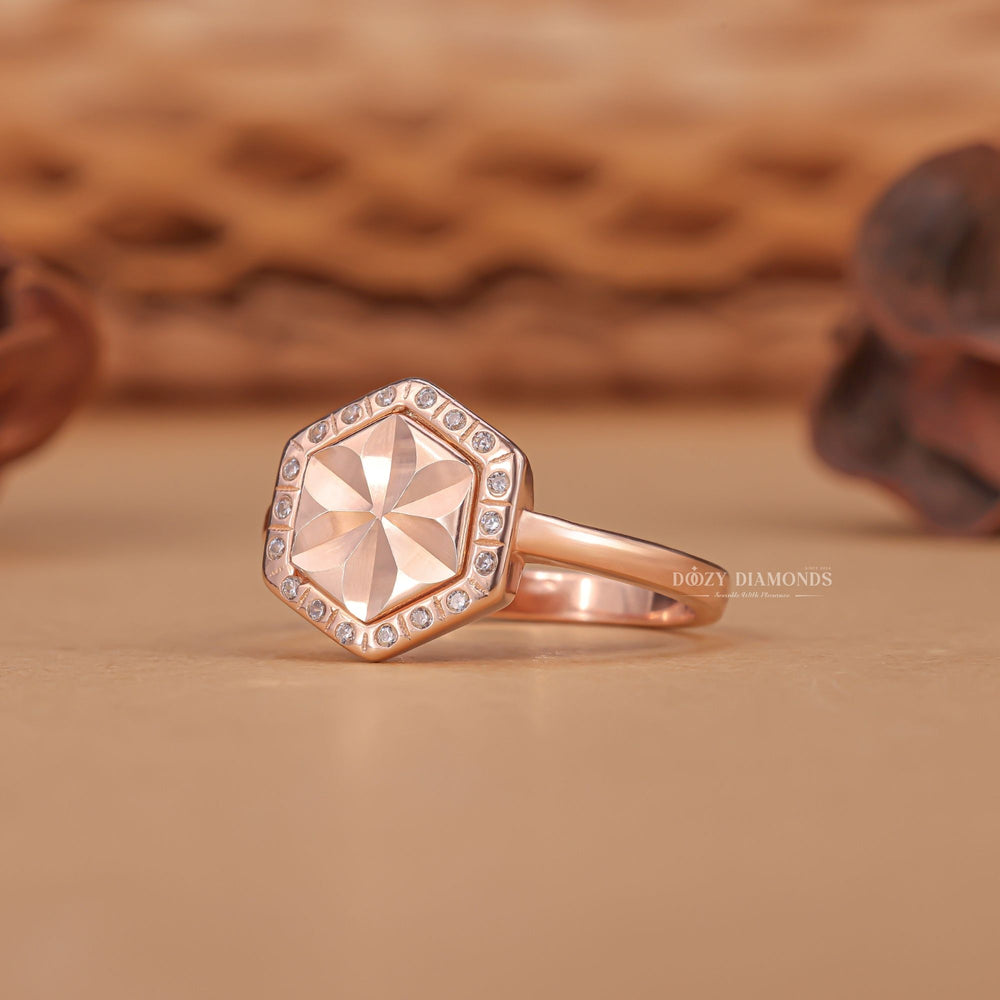 Angled view of round cut diamond in solitaire setting