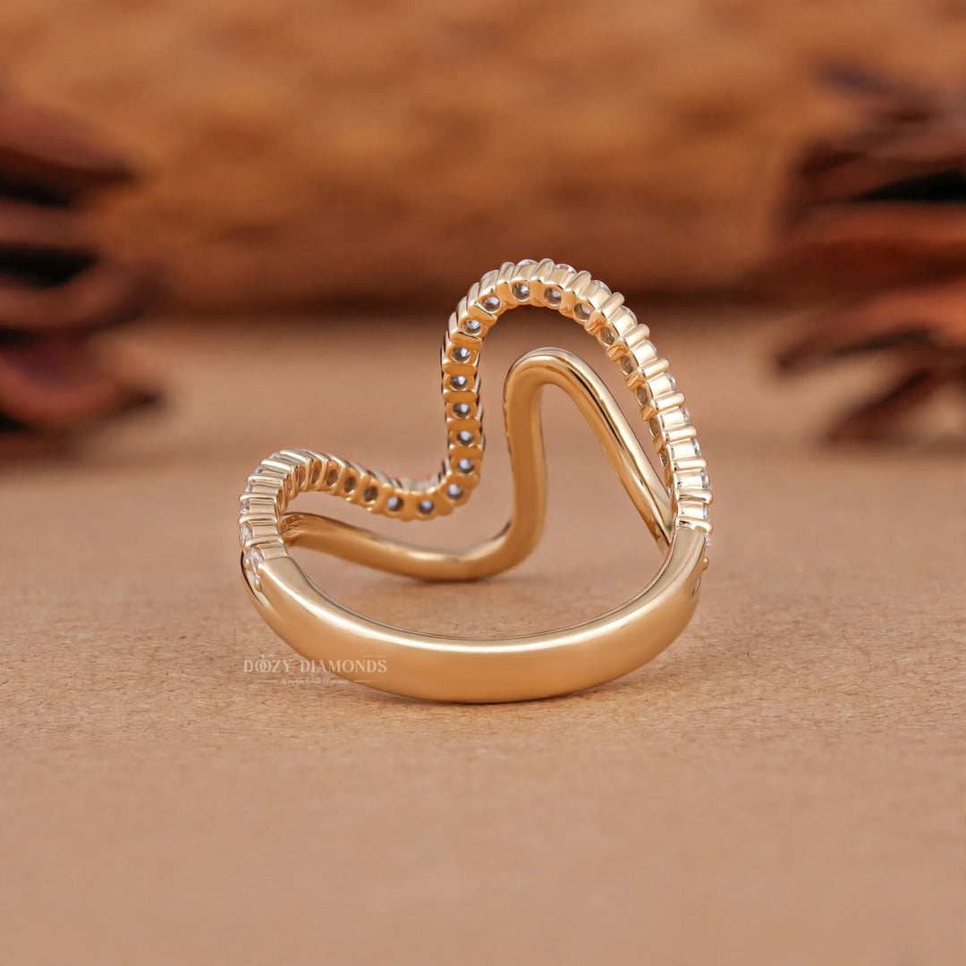 0.50CT Round E/VVS1 Lab Grown Diamond Curved Gold Engagement Ring