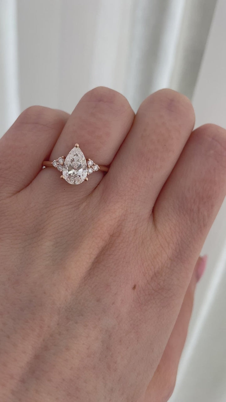 1.52 - 3.52 CT Pear Cut Lab Grown Diamond Cluster Engagement Ring - Doozy Diamonds