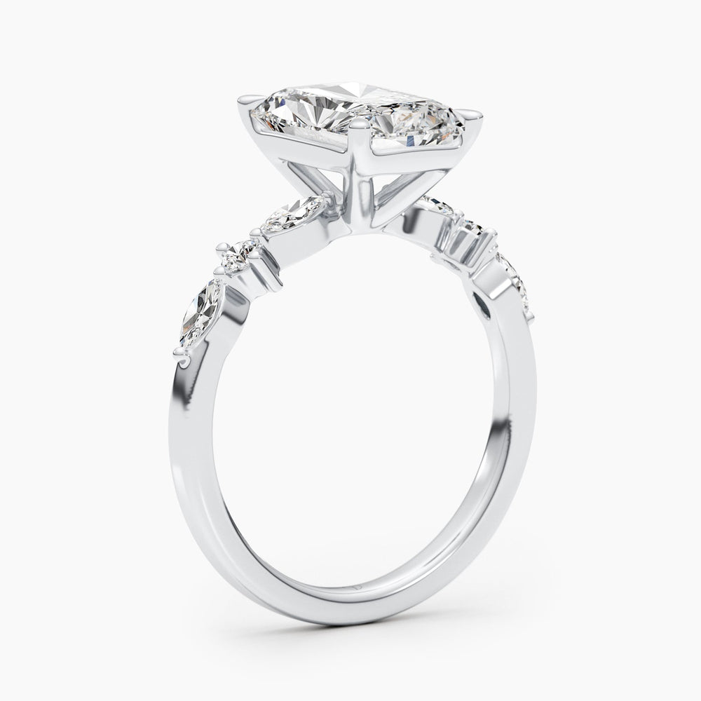 Radiant solitaire engagement ring with certified lab grown diamond