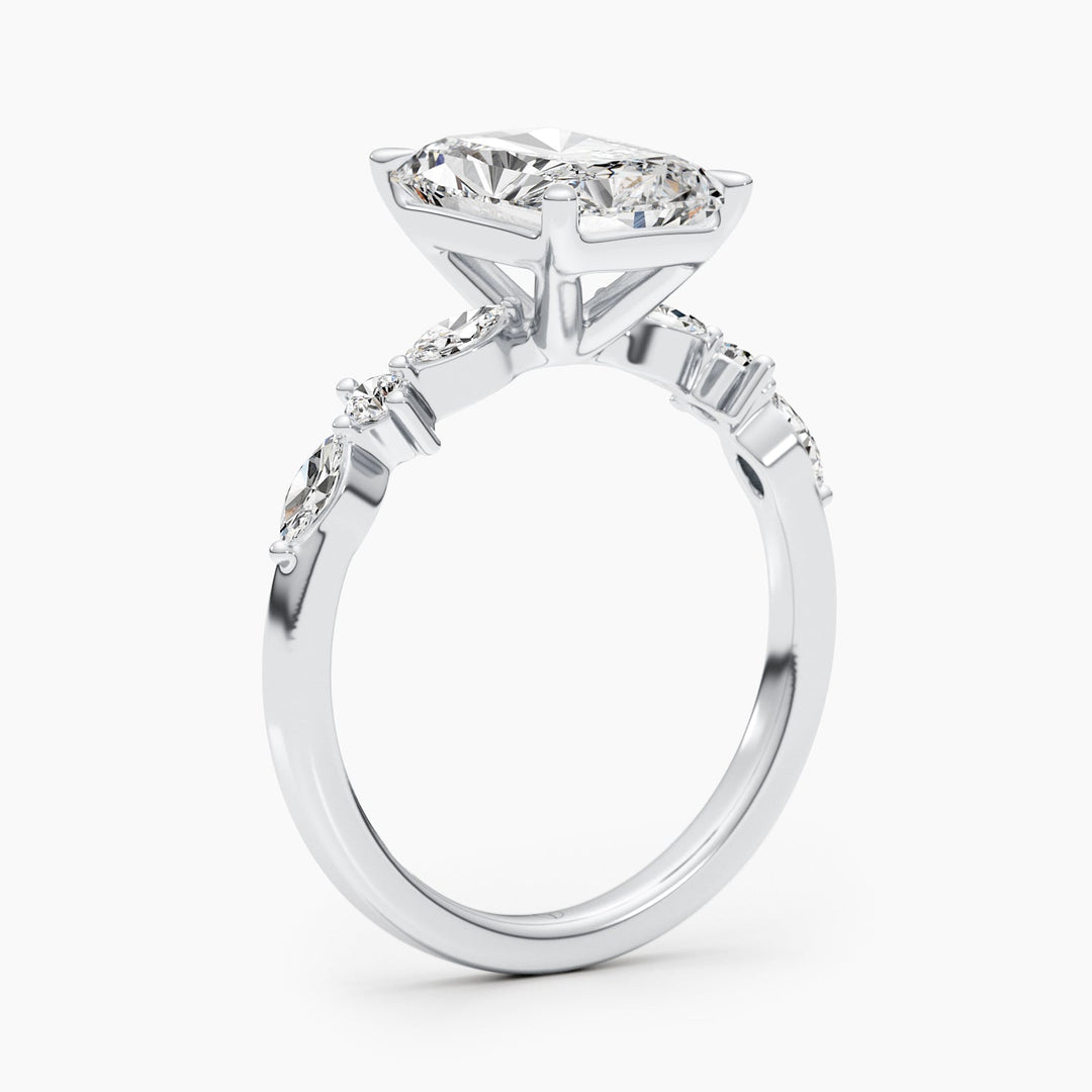 Radiant solitaire engagement ring with certified lab grown diamond