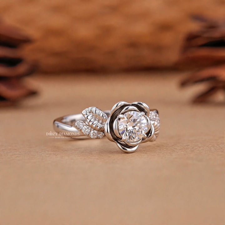 2.0CT Round Brilliant Cut Lab Grown Diamond Flower Style Engagement Ring