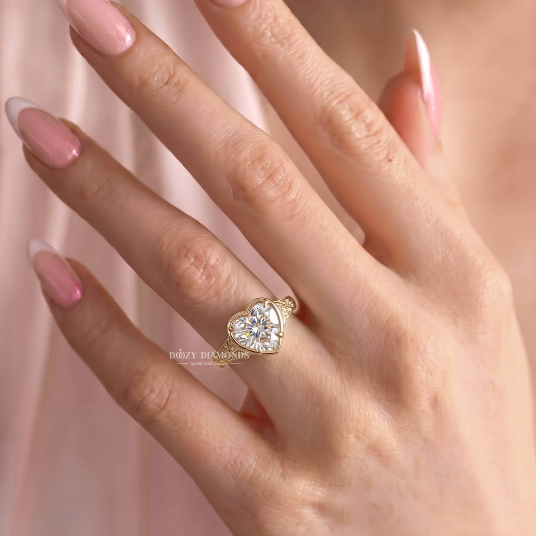 1.50CT Heart Shaped E/VVS2 Lab Grown Engagement Ring – Rose Gold Vintage Filigree Ring