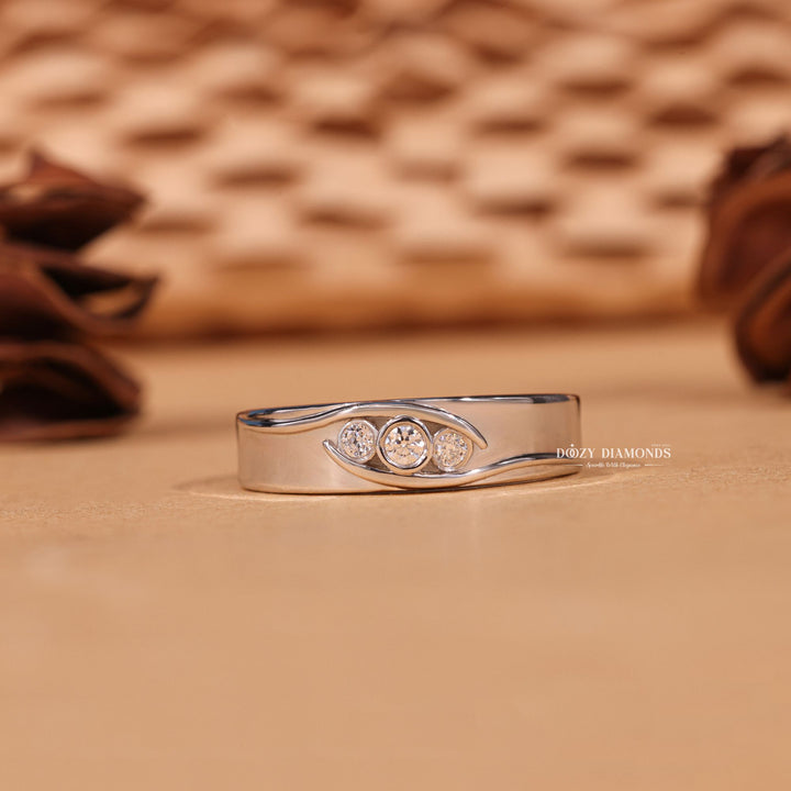 Round round diamond wedding band front view